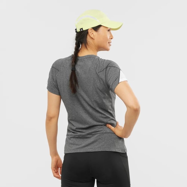 Salomon Cross Run Graphic Short Sleeve Women's T-Shirts Dark Grey | CA 9O52